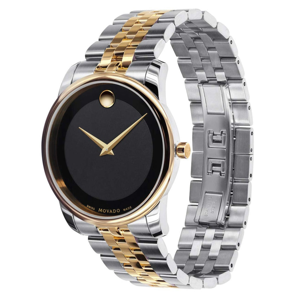 Movado Museum Classic Black Dial Two Tone Steel Strap Watch For Men - 606899 Buy Now By Movado