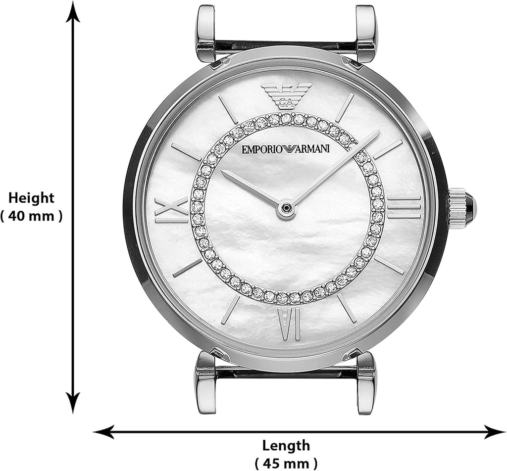 Emporio Armani Gianni T-Bar Quartz Mother of Pearl Dial Silver Mesh Bracelet Watch For Women - AR11319 Buy Now By Emporio Armani
