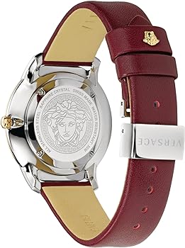 Versace Audrey Quartz Silver Dial Red Leather Strap Watch for Women - VELR00219 Buy Now By Versace