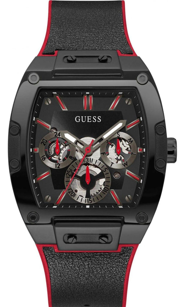 Guess Phoenix Multifunction Black Dial Black & Red Rubber Strap Watch for Men - GW0202G7 Buy Now By Guess