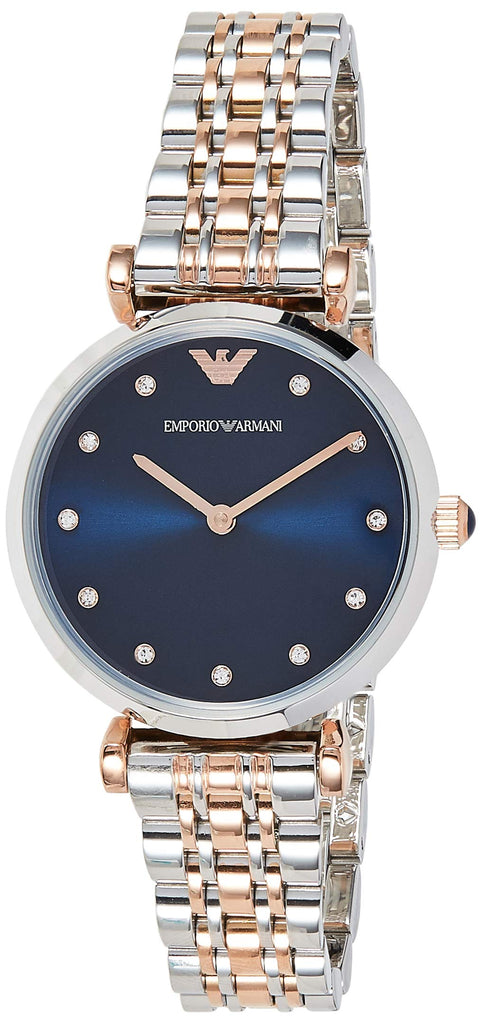 Emporio Armani Gianni T Bar Crystal Blue Dial Two Tone Steel Strap Watch For Women - AR11092 Buy Now By Emporio Armani