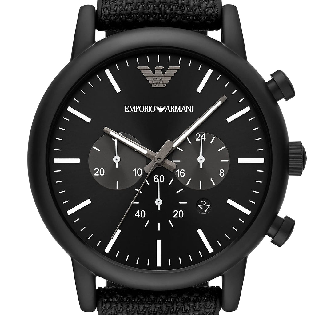 Emporio Armani Luigi Analog Black Dial Black Leather Strap Watch For Men - AR11450 Buy Now By Emporio Armani