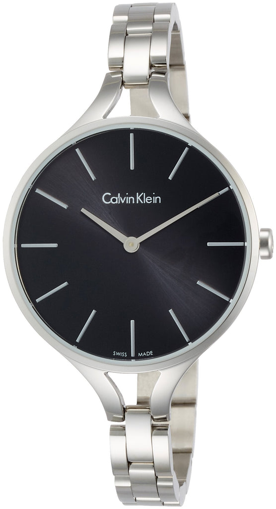 Calvin Klein Graphic Black Dial Silver Steel Strap Watch for Women - K7E23141 Buy Now By Calvin Klein