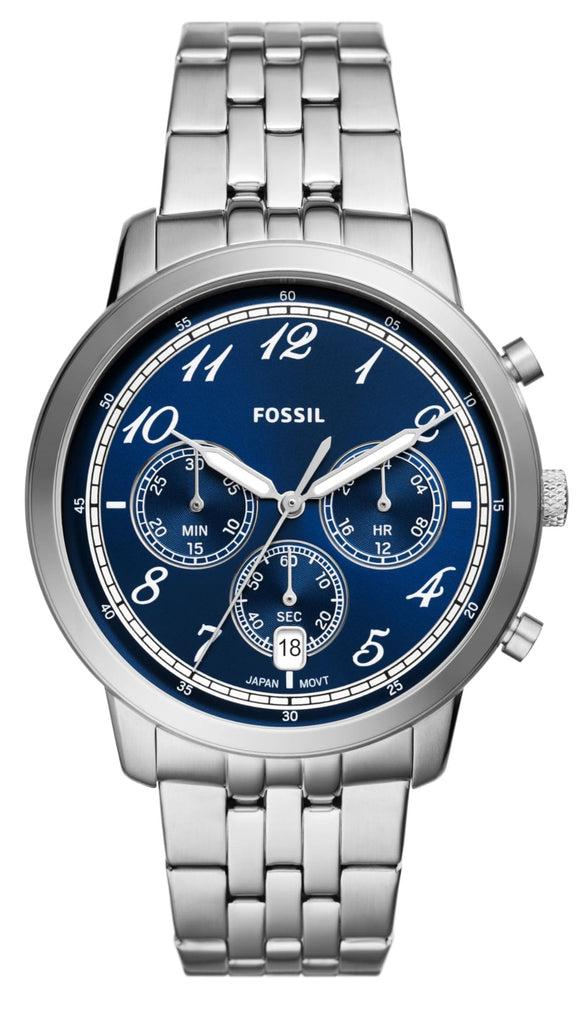 Fossil Neutra Chronograph Blue Dial Silver Steel Strap Watch for Men - FS6025 Buy Now By Fossil