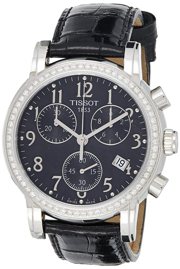 Tissot Dressport Diamonds Black Dial Black Leather Strap Watch for Women - T050.217.16.057.01 Buy Now By Tissot