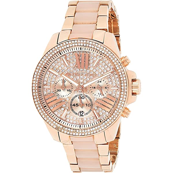 Michael Kors Wren Crystals Rose Gold Dial Rose Gold Steel Strap Watch for Women - MK6096 Buy Now By Michael Kors