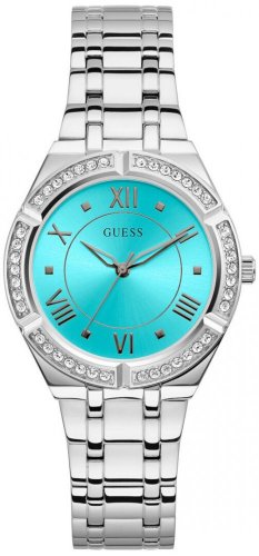 Guess Cosmo Diamonds Turquoise Dial Silver Steel Strap Watch for Women - GW0033L7 Buy Now By Guess