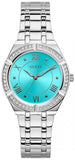 Guess Cosmo Diamonds Turquoise Dial Silver Steel Strap Watch for Women - GW0033L7 Buy Now By Guess