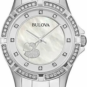 Bulova Crystal Silver Dial Silver Steel Strap Watch for Women - 96L226 Buy Now By Bulova