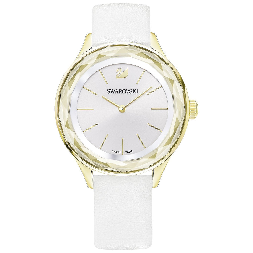 Swarovski Octea Nova Quartz White Dial White Leather Strap Watch for Women - 5295337 Buy Now By Swarovski
