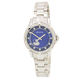Bulova Crystal Collection Blue Mother of Pearl Dial Silver Steel Strap Watch for Women - 96L238 Buy Now By Bulova