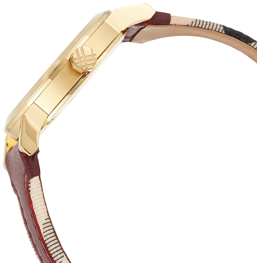 Burberry Heritage Nova Gold Dial Haymarket Red Leather Strap Watch for Women - BU9111 Buy Now By Burberry