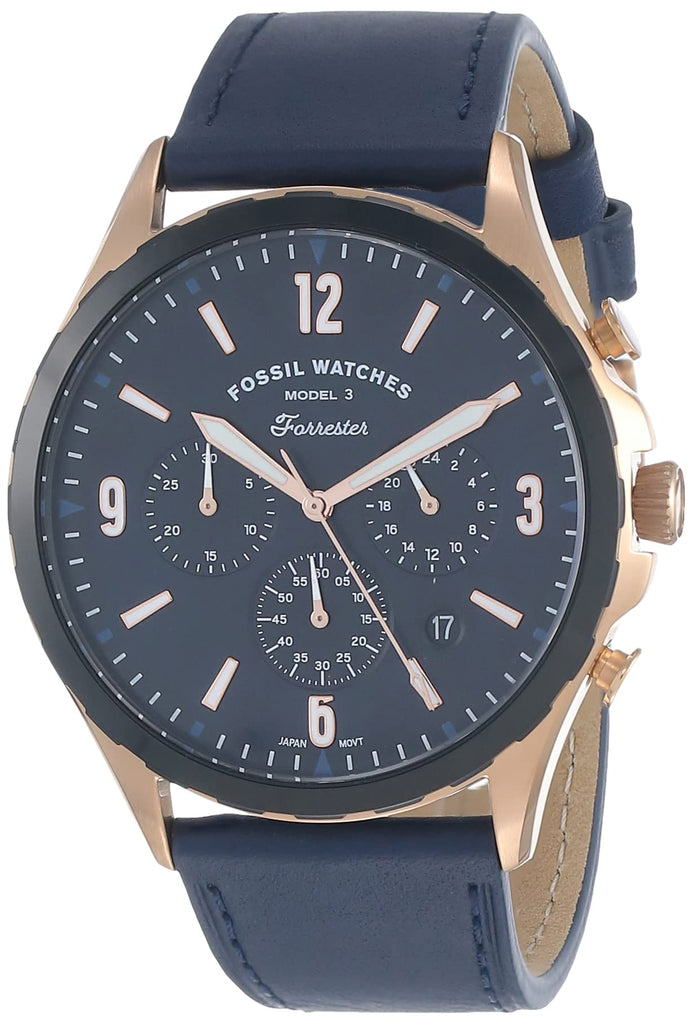 Fossil Forrester Chronograph Blue Dial Blue Leather Strap Watch for Men - FS5814 Buy Now By Fossil