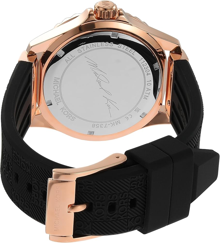 Michael Kors Everest Analog Rose Gold Dial Black Silicone Strap Watch For Women - MK7358 Buy Now By Michael Kors