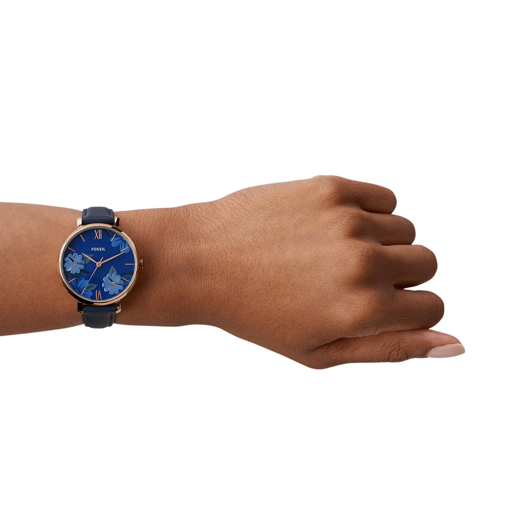 Fossil Jacqueline Blue Dial Blue Leather Strap Watch for Women - ES4673 Buy Now By Fossil