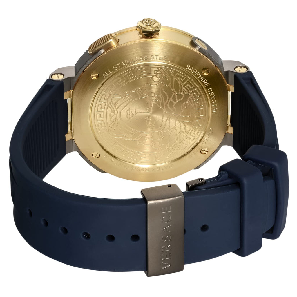 Versace V Extreme Chronograph Blue & Gold Tone Dial Blue Rubber Strap Watch for Men - VCN010017 Buy Now By Versace