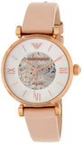 Emporio Armani Meccanico Silver Skeleton Dial Beige Leather Strap Watch For Women - AR60001 Buy Now By Emporio Armani