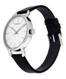 Calvin Klein Even Silver Black Leather Strap Watch for Women - K7B231C6 Buy Now By Calvin Klein