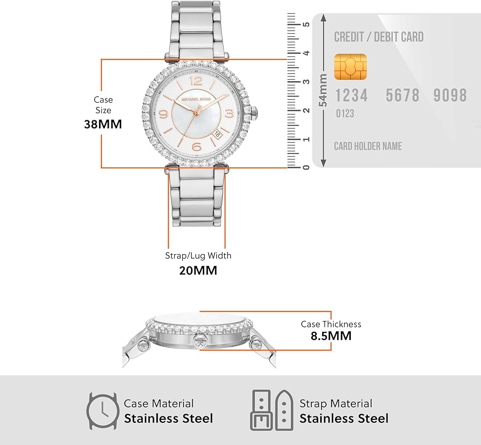 Michael Kors Parker Three Hand Mother of Pearl White Dial Silver Steel Strap Watch For Women - MK4694 Buy Now By Michael Kors