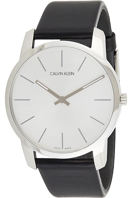 Calvin Klein Post Minimal Silver Dial Black Leather Strap Watch for Men - K7622185 Buy Now By Calvin Klein
