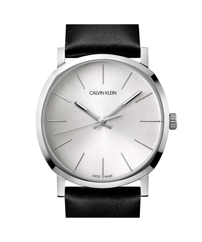 Calvin Klein Posh Silver Dial Black Leather Strap Watch for Men - K8Q311C6 Buy Now By Calvin Klein