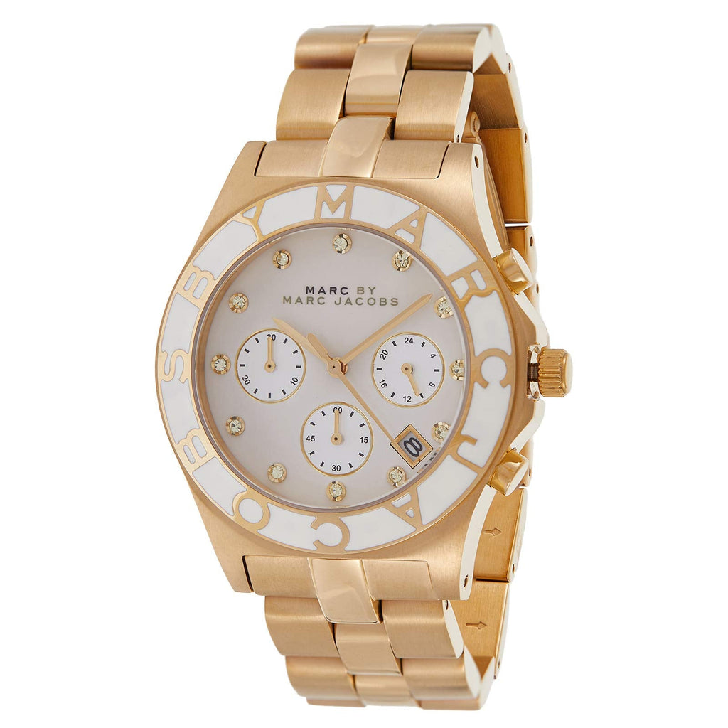 Marc Jacobs Blade Chronograph White Dial Gold Steel Strap Watch for Women - MBM3081 Buy Now By Marc Jacobs