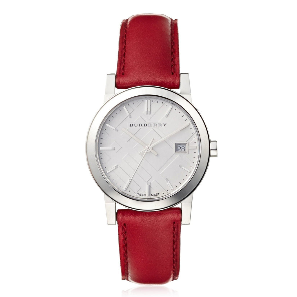 Burberry The City Silver Dial Red Leather Strap Watch for Women - BU9129 Buy Now By Burberry