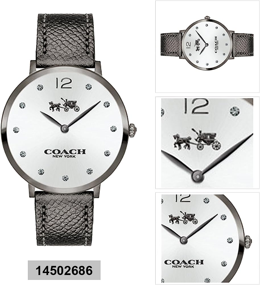 Coach Slim Easton Silver Dial Grey Leather Strap Watch for Women - 14502686 Buy Now By Coach