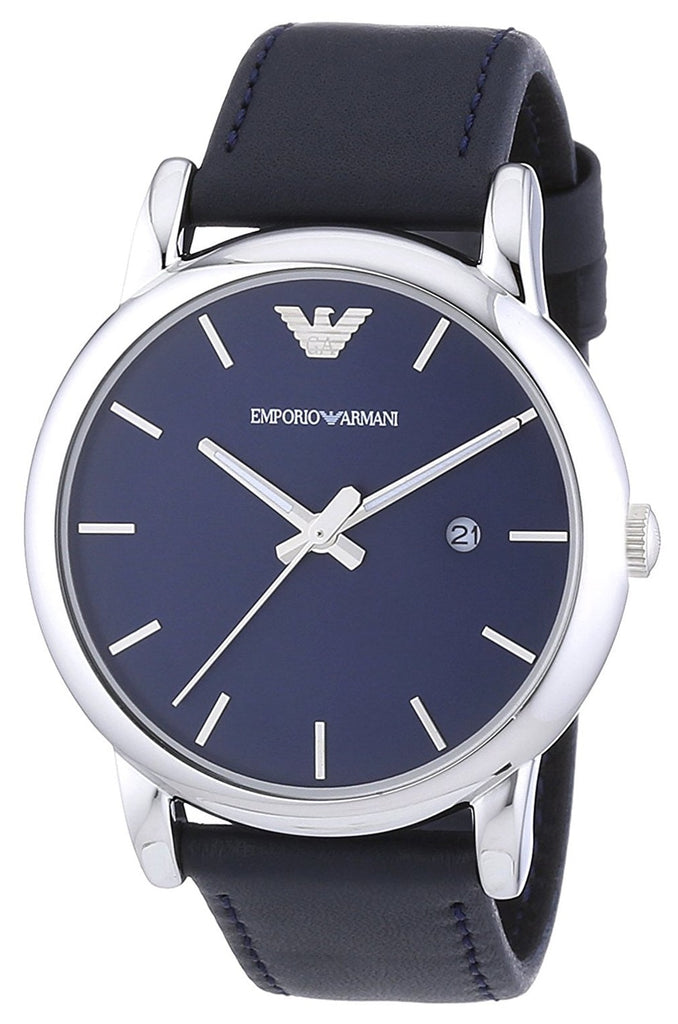 Emporio Armani Classic Quartz Blue Dial Black Leather Strap Watch For Men - AR1731 Buy Now By Emporio Armani
