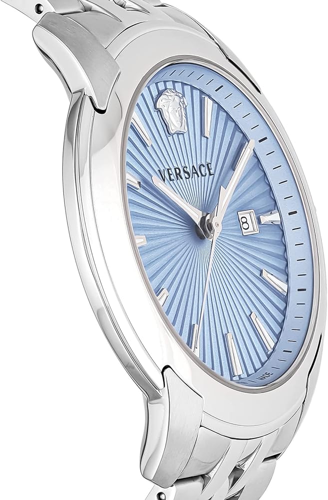 Versace V-Urban Light Blue Dial Silver Steel Strap Watch for Men - VELQ00419 Buy Now By Versace