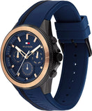 Tommy Hilfiger Aiden Chronograph Blue Dial Blue Silicone Strap Watch For Men - 1791860 Buy Now By Tommy Hilfiger