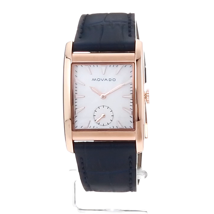 Movado Heritage Mother of Pearl White Dial Blue Leather Strap Watch For Women - 3650052 Buy Now By Movado