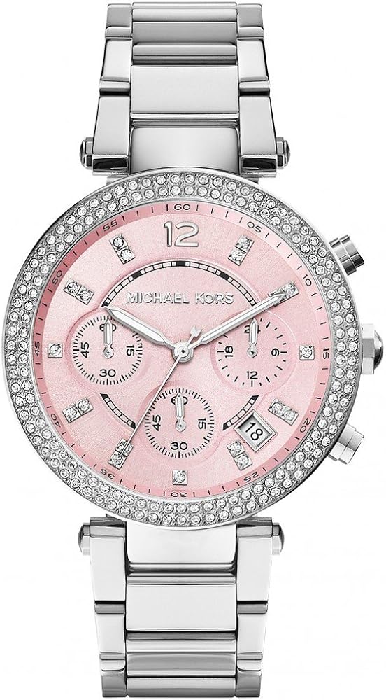 Michael Kors Parker Chronograph Pink Dial Silver Steel Strap Watch For Women - MK6105 Buy Now By Michael Kors