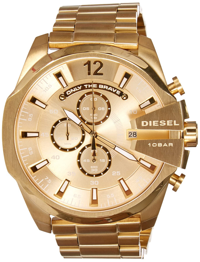 Diesel Mega Chief Chronograph Gold Dial Gold Steel Strap Watch For Men - DZ4360 Buy Now By Diesel