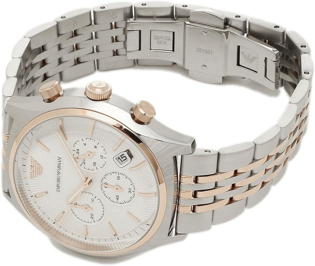 Emporio Armani Zeta Chronograph Quartz White Dial Two Tone Steel Strap Watch For Men - AR1998 Buy Now By Emporio Armani