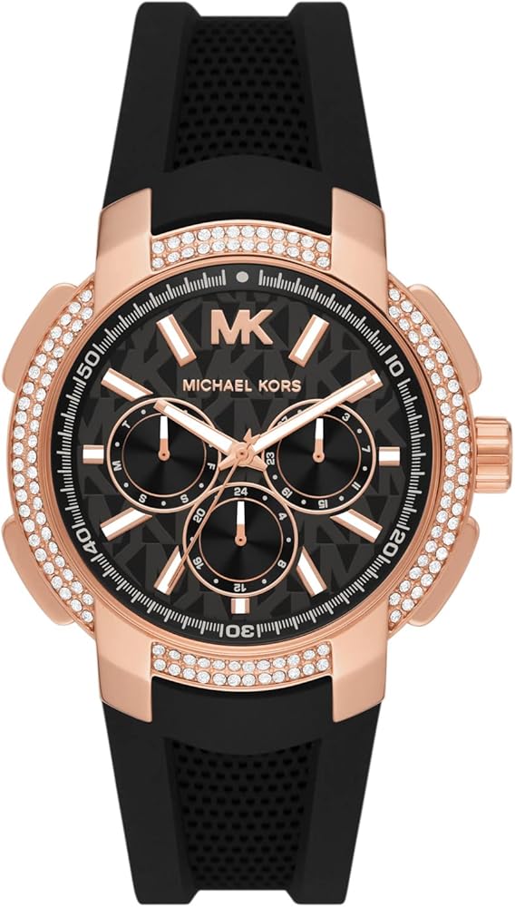 Michael Kors Sydney Pave Black Dial Black Silicone Strap Watch for Women - MK7245 Buy Now By Michael Kors