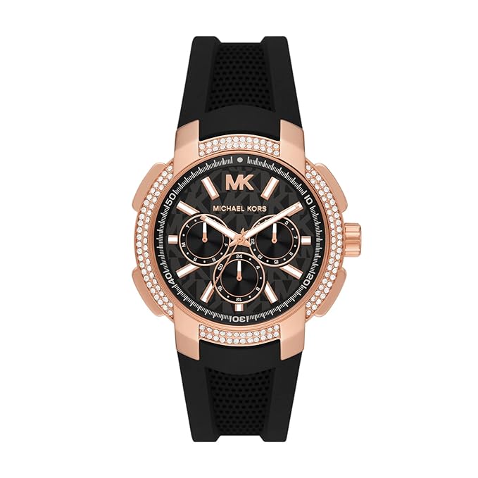 Michael Kors Sydney Pave Black Dial Black Silicone Strap Watch for Women - MK7245 Buy Now By Michael Kors