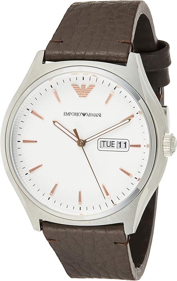 Emporio Armani Dress Quartz White Dial Brown Leather Strap Watch For Men - AR1999 Buy Now By Emporio Armani
