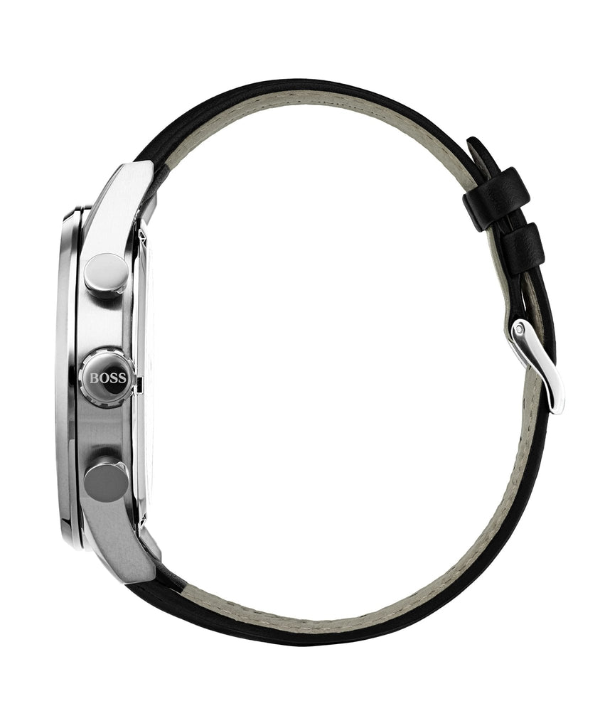 Hugo Boss Navigator Black Dial Black Leather Strap Watch for Men - 1513678 Buy Now By Hugo Boss