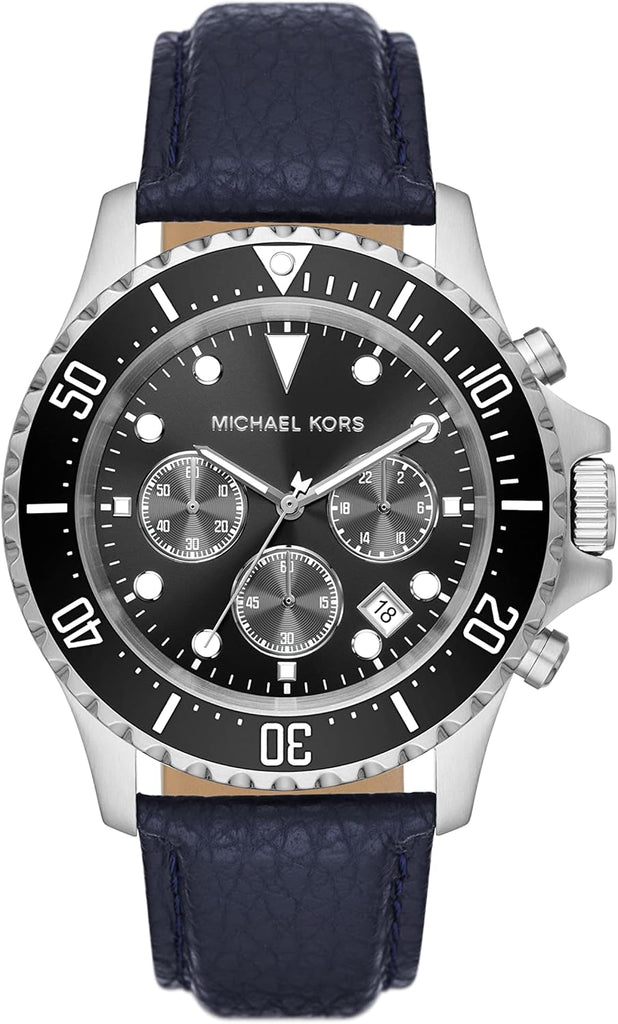 Michael Kors Everest Chronograph Black Dial Blue Leather Strap Watch For Men - MK9091 Buy Now By Michael Kors