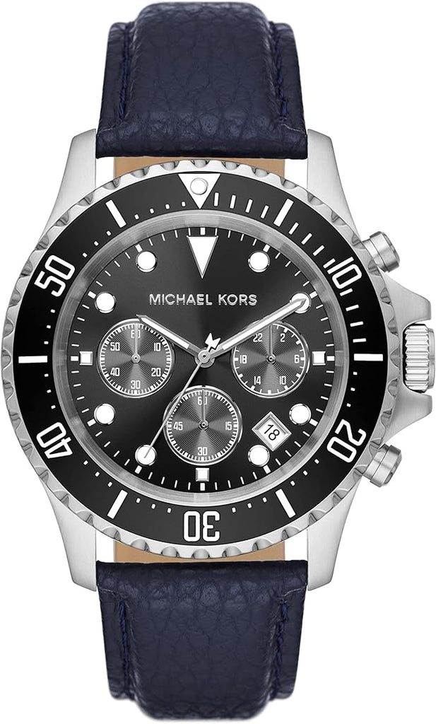 Michael Kors Everest Chronograph Black Dial Blue Leather Strap Watch For Men - MK9091 Buy Now By Michael Kors