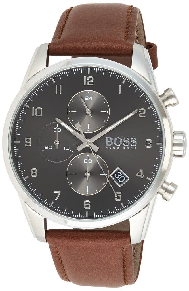 Hugo Boss Navigator Grey Dial Brown Leather Strap Watch for Men - 1513494 Buy Now By Hugo Boss