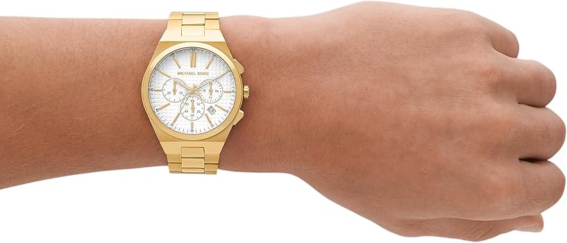 Michael Kors Lennox Chronograph White Dial Gold Steel Strap Watch For Men - MK9120 Buy Now By Michael Kors