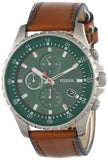 Fossil Dillinger Luggage Chronograph Green Dial Brown Leather Strap Watch for Men - FS5734 Buy Now By Fossil