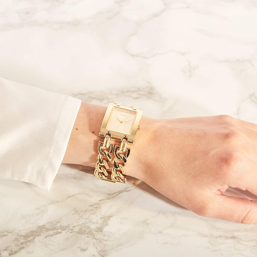 Guess Mod Heavy Metal Gold Dial Gold Steel Strap Watch For Women - W1117L2 Buy Now By Guess