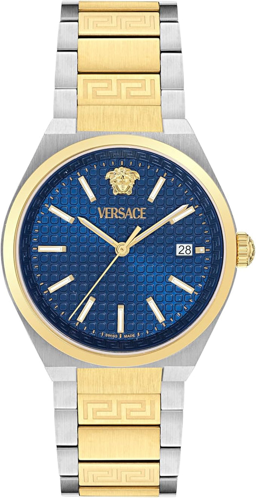 Versace V-Auria Quartz Blue Dial Two Tone Steel Strap Watch for Men - VE0F00325 Buy Now By Versace