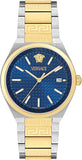 Versace V-Auria Quartz Blue Dial Two Tone Steel Strap Watch for Men - VE0F00325 Buy Now By Versace