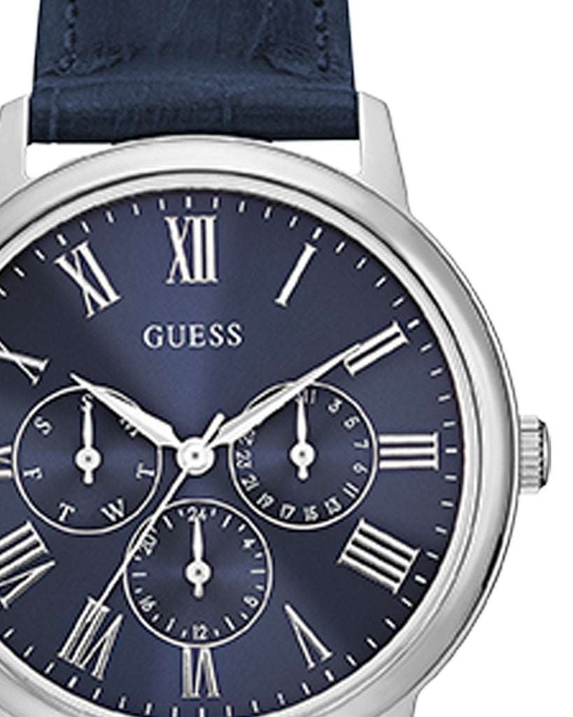 Guess Wafer Chronograph Quartz Blue Dial Blue Leather Strap Watch For Men - W0496G3 Buy Now By Guess