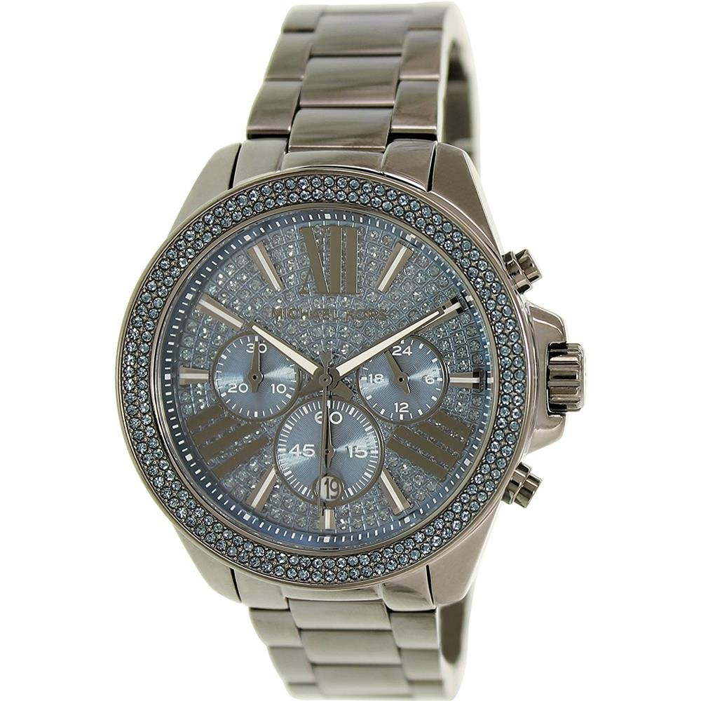 Michael Kors Wren Chronograph Quartz Blue Dial Grey Steel Strap Watch For Women - MK6097 Buy Now By Michael Kors
