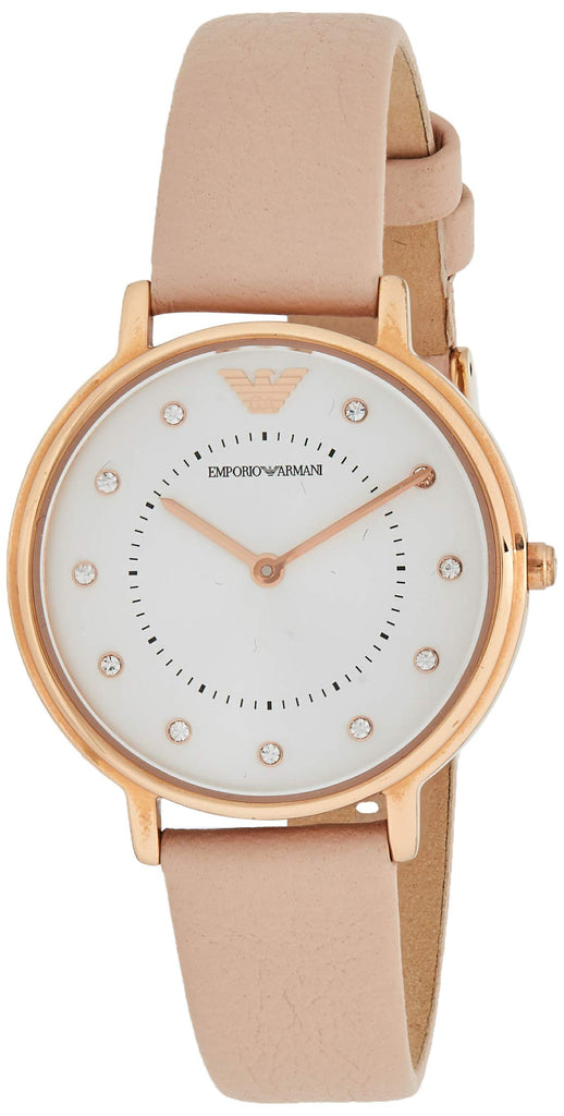 Emporio Armani Kappa Rose Gold & White Dial Beige Nude Leather Strap Watch For Women - AR2510 Buy Now By Emporio Armani